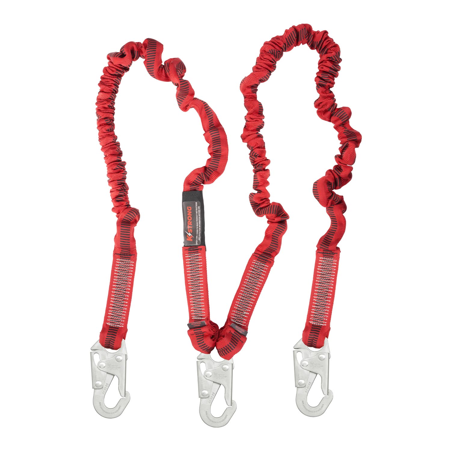 KStrong 4.5 – 6 ft. Twin leg 100% Tie-Off Elasticated Design Shock Absorbing Lanyard with Snap Hooks