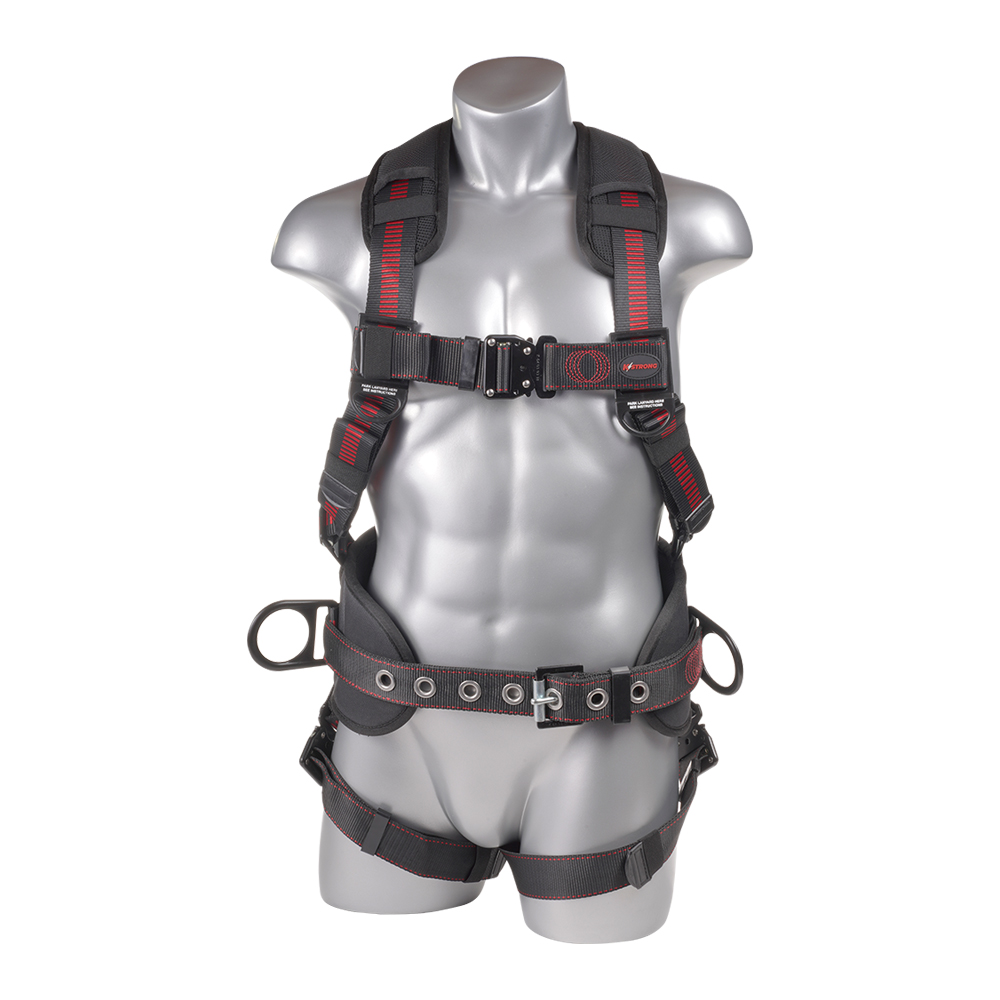 KStrong Kapture Epic+ 5-Point Full Body Harness, Waist Pad w/ Removable Tool Belt, Back/Shoulder Pad, Enhanced Dorsal D-ring, 2 Side D-rings, QC Chest and Leg