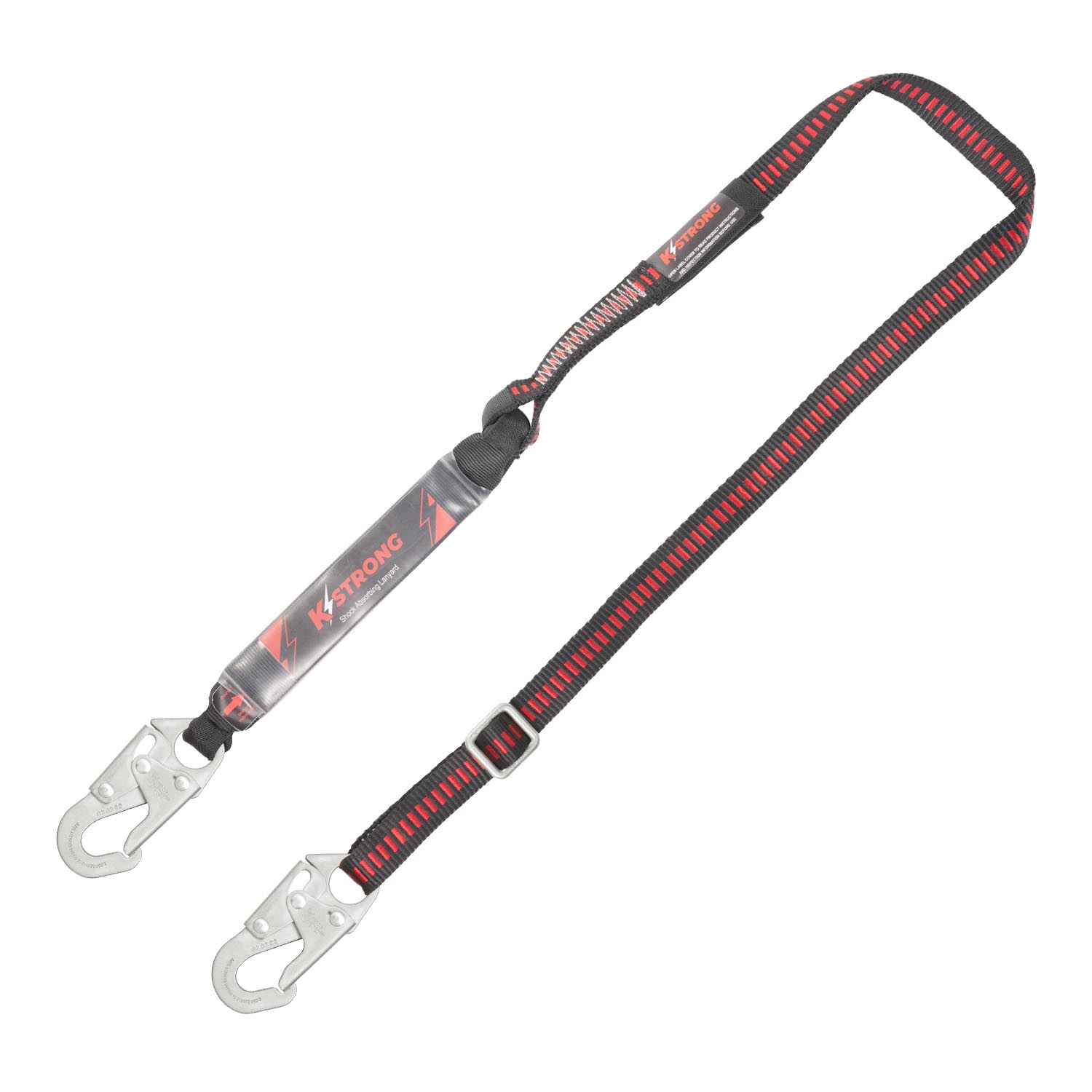 KStrong 4.5 – 6 ft. Adjustable Clear Pack Design Shock Absorbing Lanyard with Snap Hooks