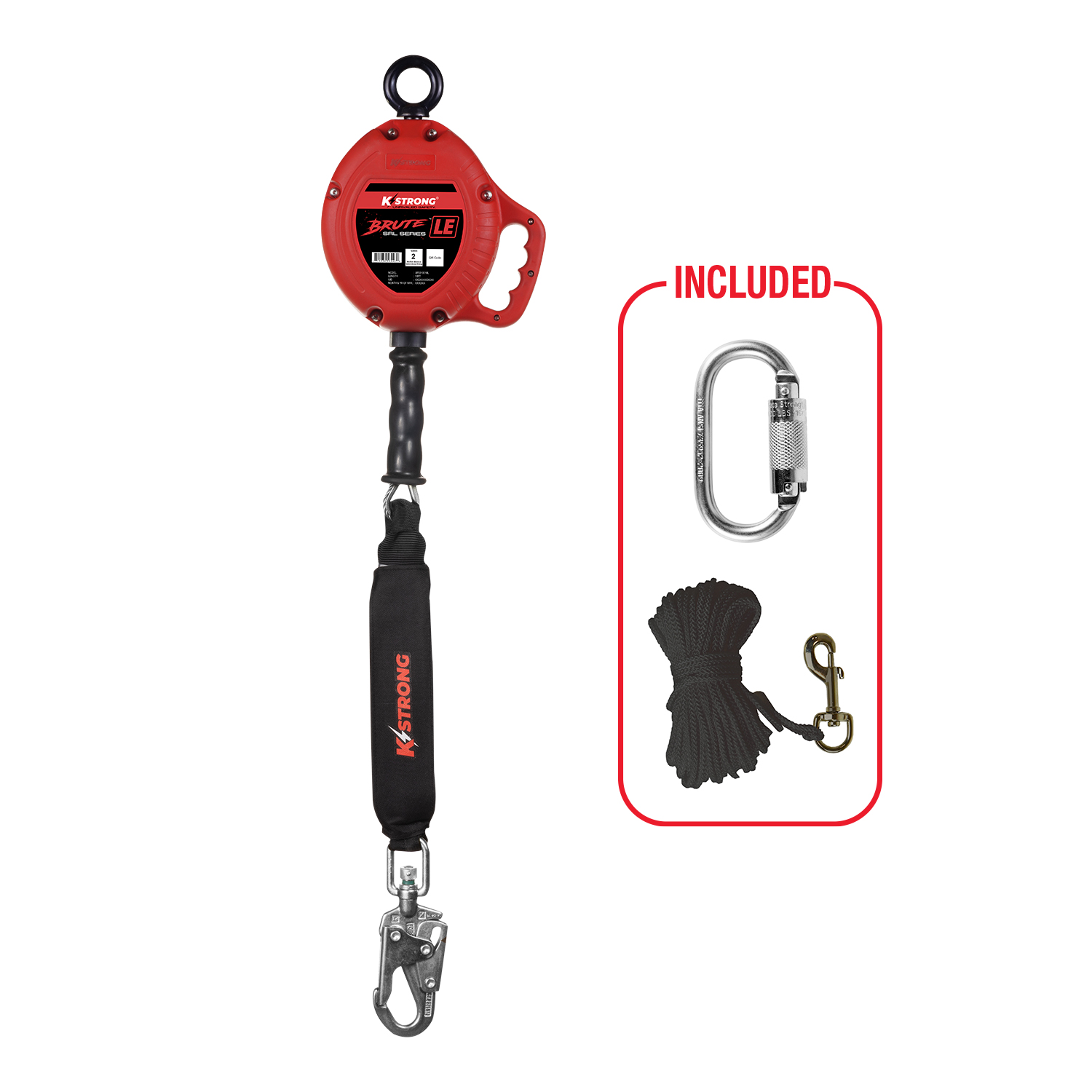 KStrong BRUTE LE 18 ft. Cable Leading Edge SRL with Swivel Snap Hook. Includes Installation Carabiner and Tagline