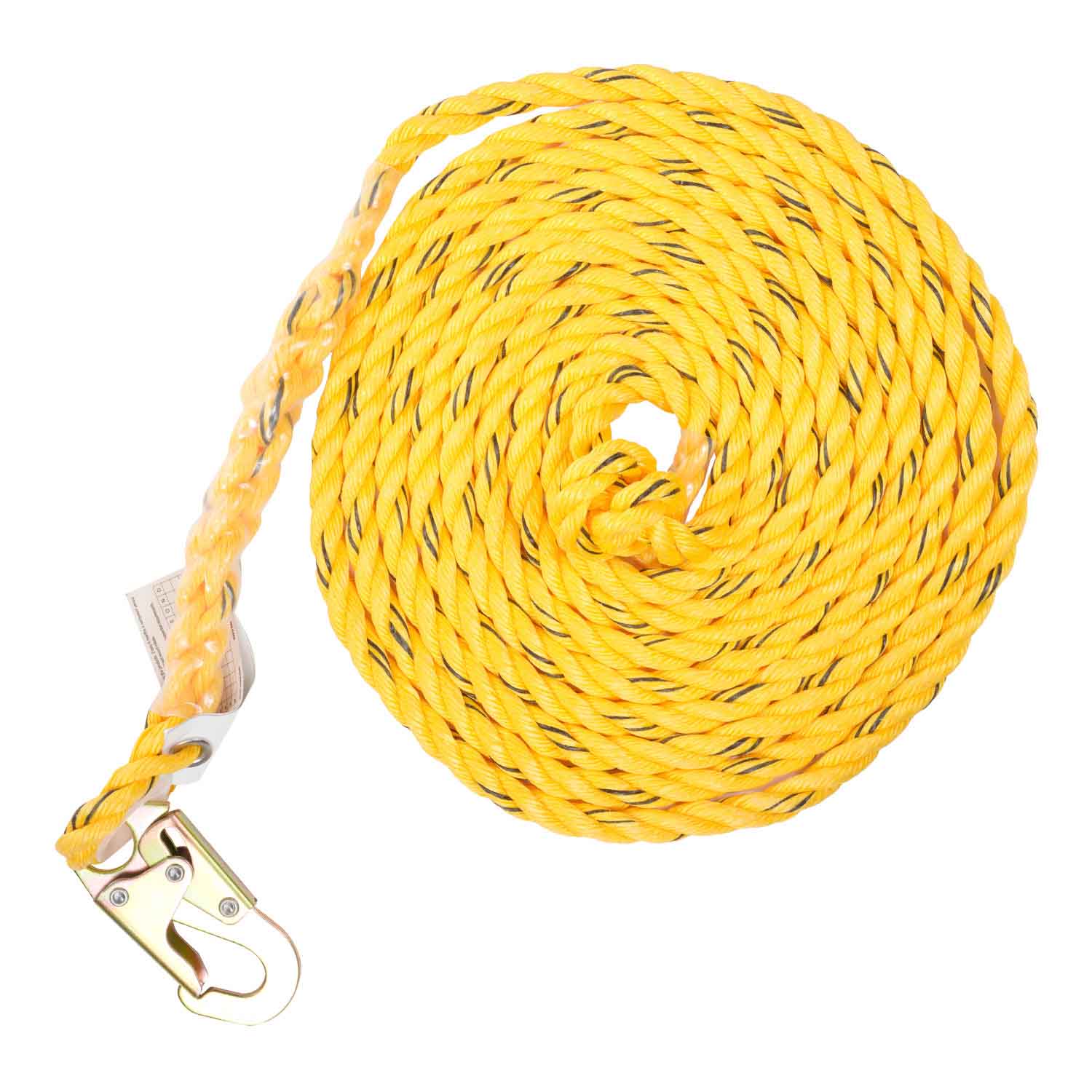 KStrong 100 ft. Vertical Rope Lifeline, Locking Snap hook on anchor end, other end cut and taped