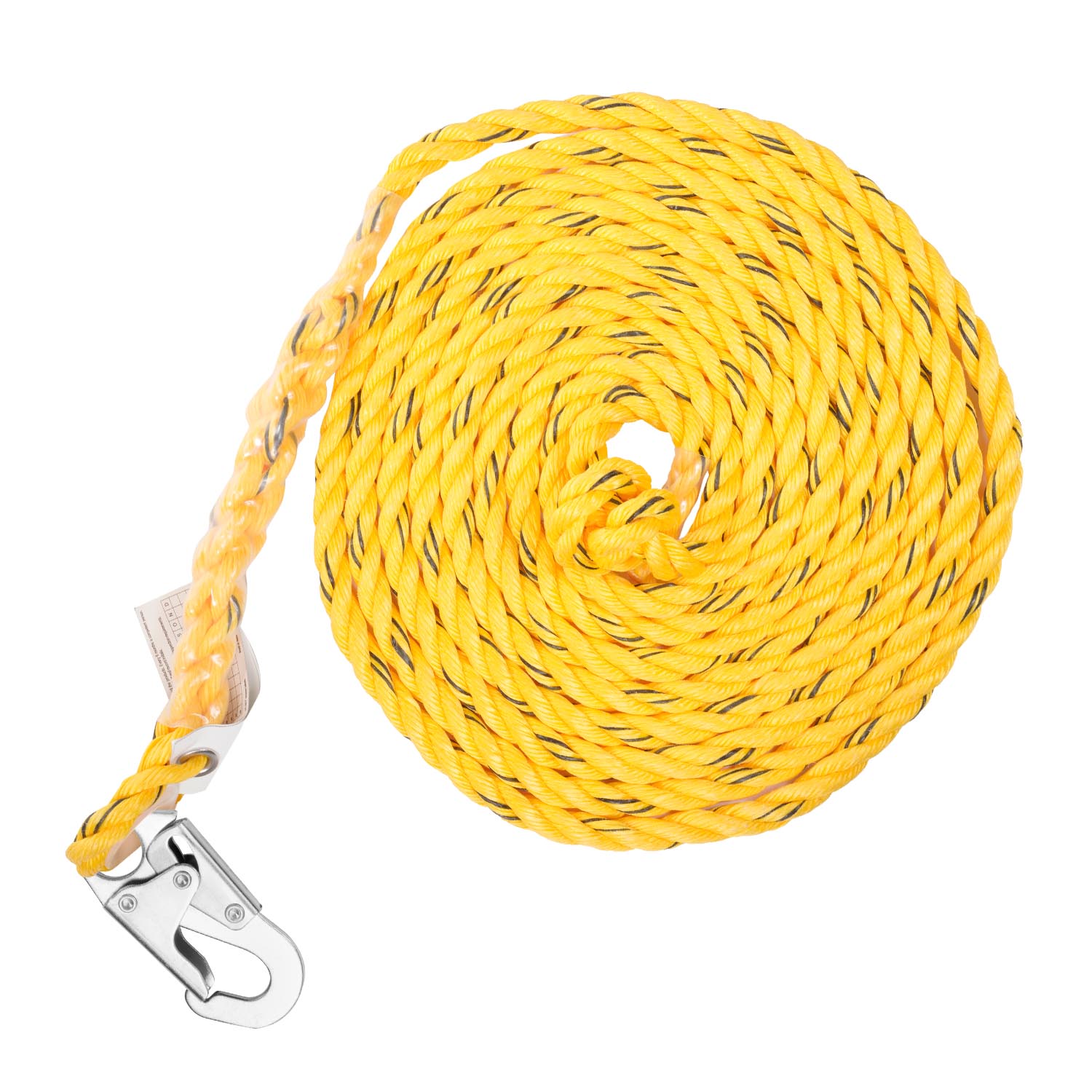 KStrong 25 ft. Vertical Rope Lifeline, Locking Snap hook on anchor end, other end cut and taped