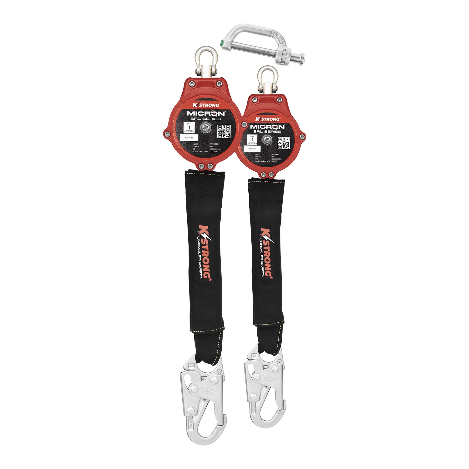 KStrong Micron Dual 6 ft. Arc Flash Rated Class 1 Personal SRL-P with Steel Snap Hooks – Dual Dorsal Connector Included