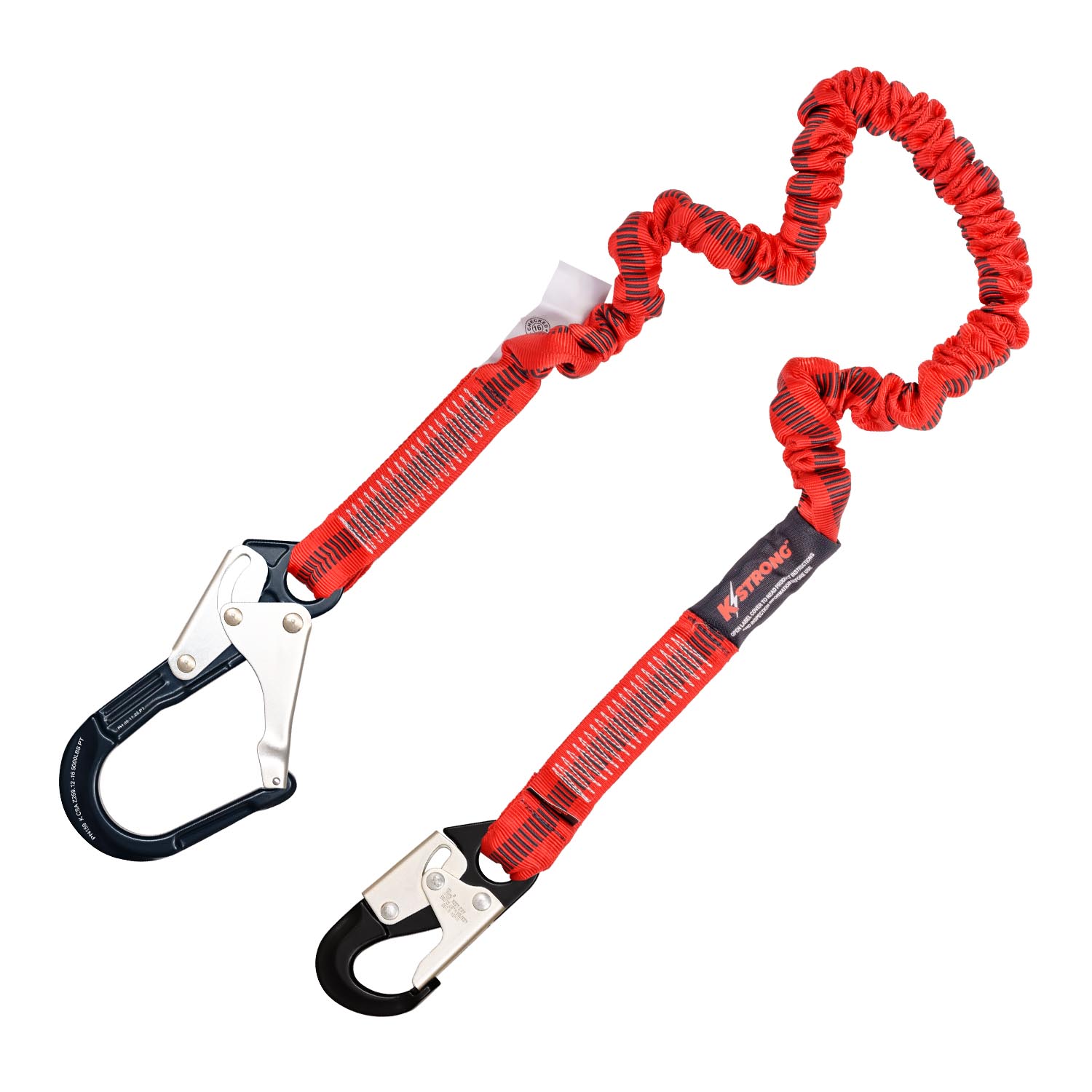 KStrong 4.5 – 6 ft. Elasticated Design Shock Absorbing Lanyard with Aluminum Snap Hook and Aluminum Rebar Hook