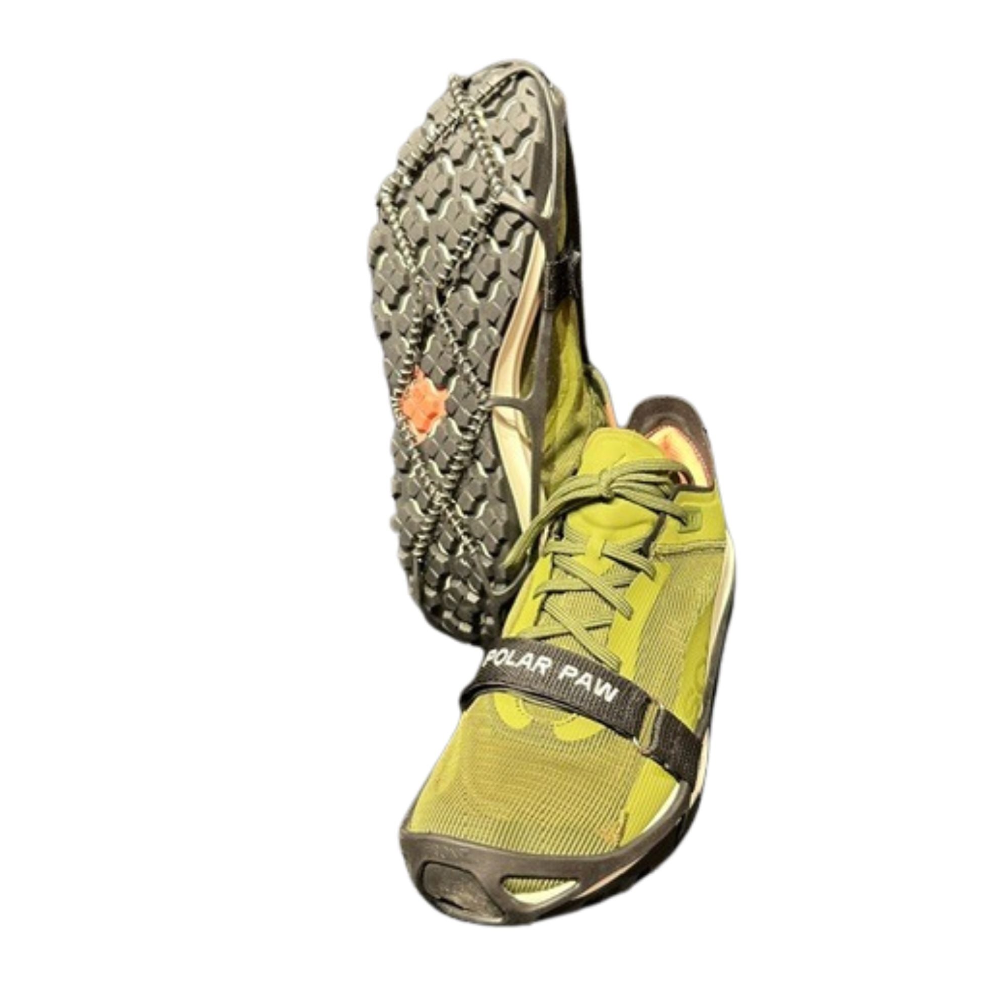 Polar Paw ice cleat rubber frame and over-foot strap detail