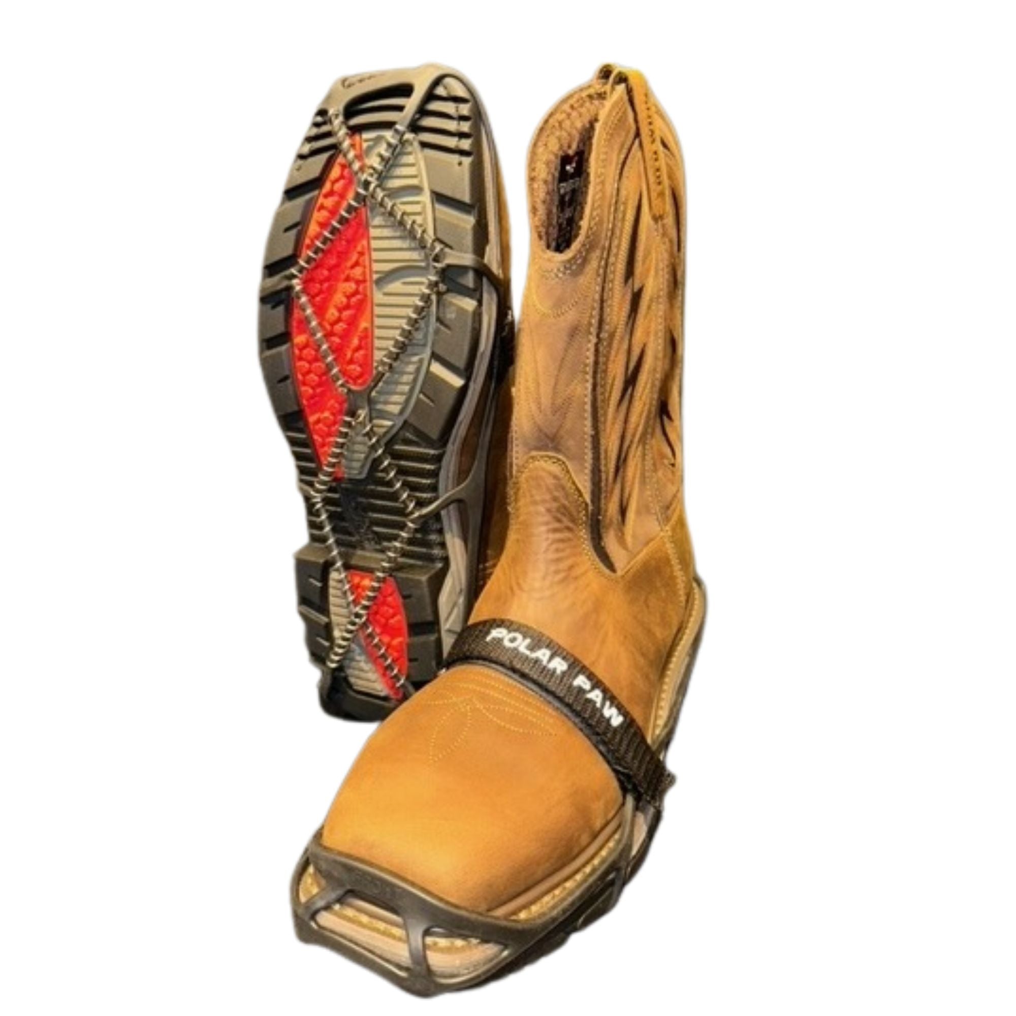 Polar Paw ice cleat fitted to a boot outsole